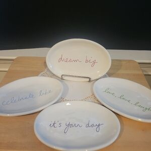 Dept 56 Sandra Magsamen 4-pc Set  Oval 8" Dessert Hors D'ourves Plates.